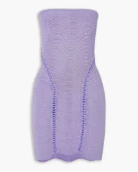 Isa Boulder Wideturn strapless ribbed stretch-knit mini dress - Purple Purple