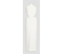 Cutout twill midi dress - White