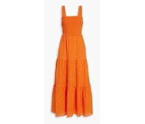 Alice Olivia - Neva smocked silk and cotton-blend fil coupé maxi dress - Orange