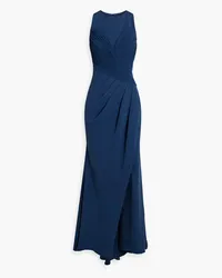 Badgley Mischka Pleated crepe gown - Blue Blue