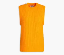 Embellished ribbed wool-blend vest - Orange