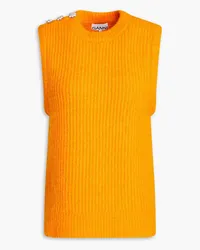 Ganni Embellished ribbed wool-blend vest - Orange Orange