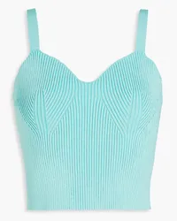 Vince Cropped ribbed-knit tank - Blue Blue