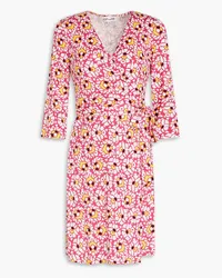 Diane von Furstenberg Julian printed silk-jersey mini wrap dress - Pink Pink