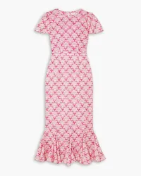 RHODE Lulani floral-print crepe de chine midi dress - Pink Pink