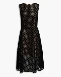 Oscar de la Renta Broderie anglaise velvet midi dress - Black Black