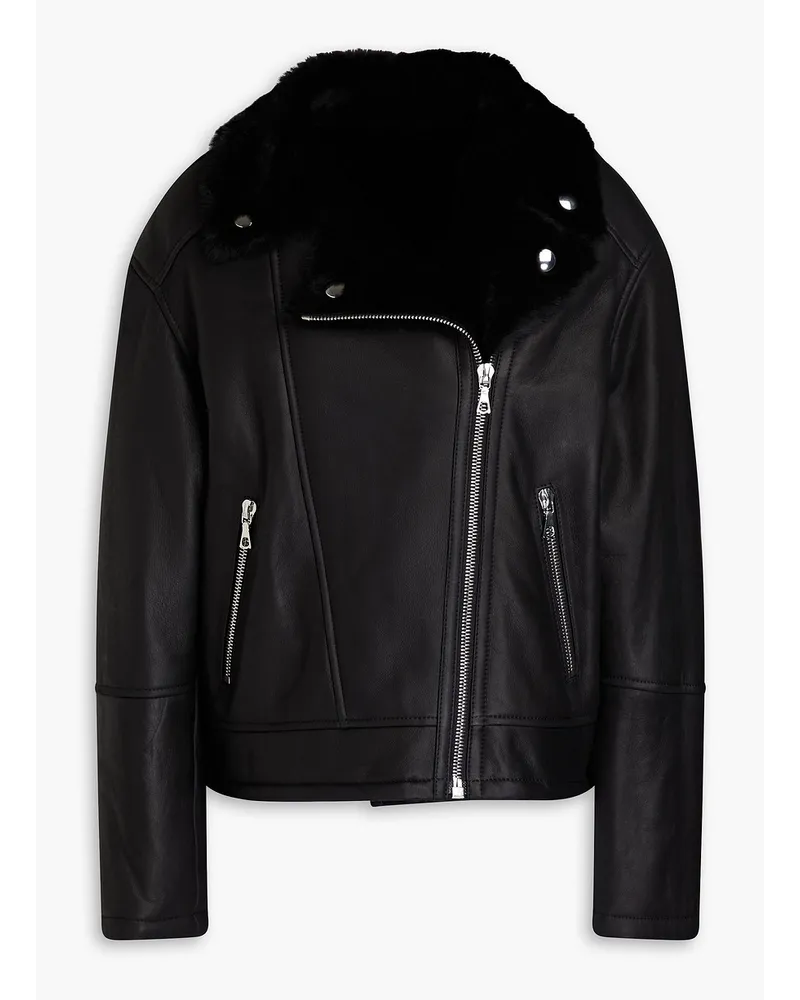 Yves Salomon Shearling biker jacket - Black Black