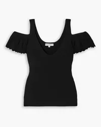 J.W.Anderson Cold-shoulder ruffled ribbed-knit tank - Black Black