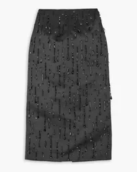 EMILIA WICKSTEAD Genevieve bead-embellished duchesse-satin midi skirt - Black Black