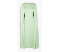 Beckett cape-effect satin-crepe midi dress - Green