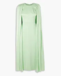 Alex Perry Beckett cape-effect satin-crepe midi dress - Green Green