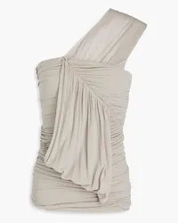 Rick Owens One-shoulder ruched cupro-blend jersey top - Gray Gray