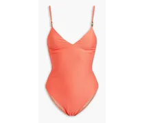 Portofino stretch-piqué swimsuit - Orange