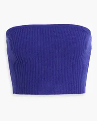 LAPOINTE Strapless cropped ribbed cashmere top - Blue Blue