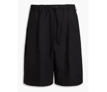 Striped satin-twill shorts - Black