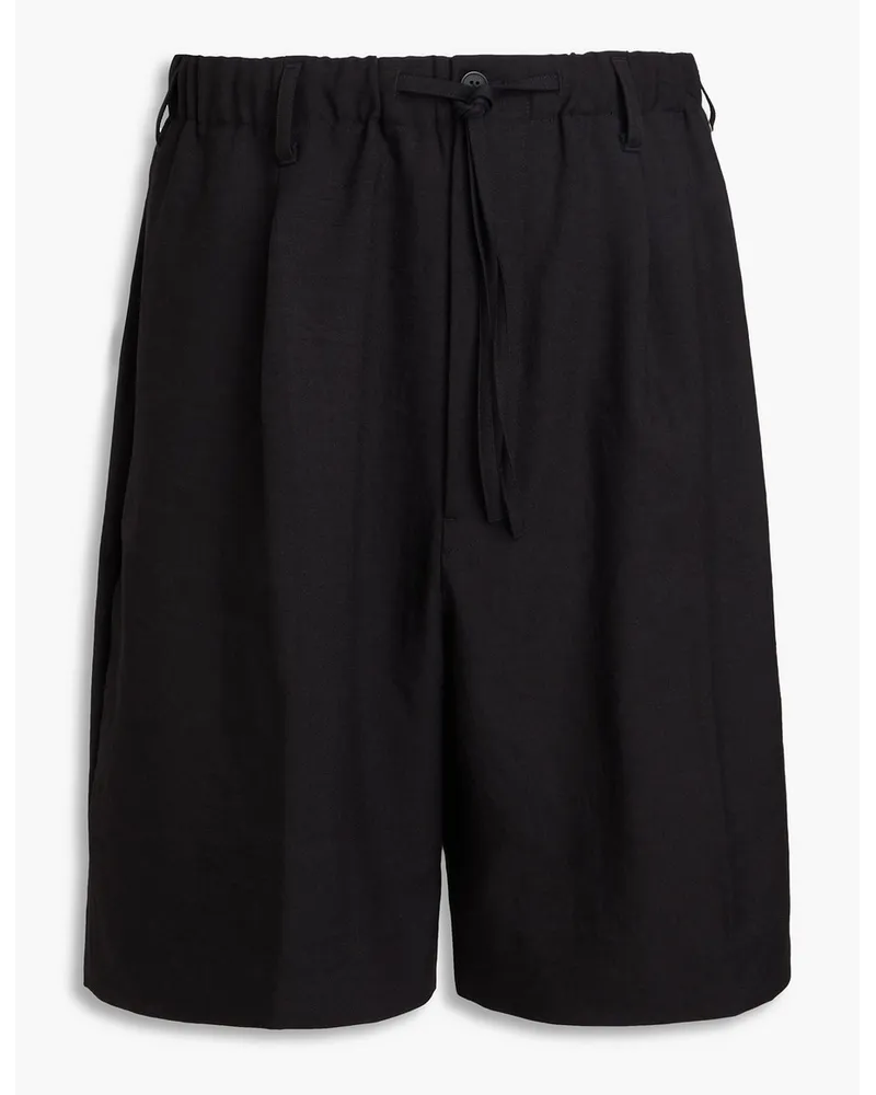 Y-3 Striped satin-twill shorts - Black Black