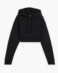 Paco Rabanne Cropped printed organic cotton-fleece hoodie - Black Black