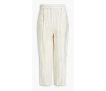 Bernardo pinstriped woven tapered pants - White
