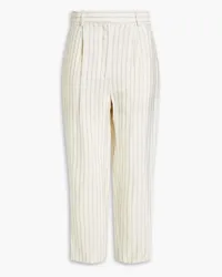 Sandro Pinstriped woven tapered pants - White White