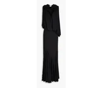Greco ruffled silk-chiffon maxi dress - Black