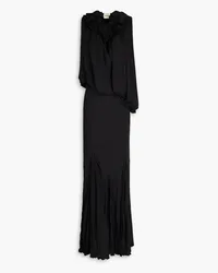 KHAITE Greco ruffled silk-chiffon maxi dress - Black Black