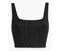 Alice Olivia - Breslin cropped pinstriped twill top - Black