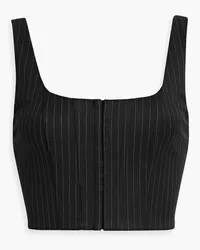 Alice + Olivia Alice Olivia - Breslin cropped pinstriped twill top - Black Black