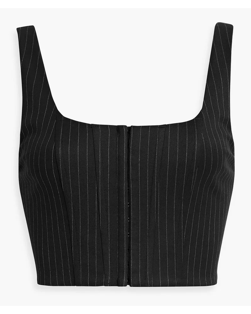 Alice + Olivia Alice Olivia - Breslin cropped pinstriped twill top - Black Black