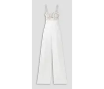 Broderie anglaise and crepe jumpsuit - White