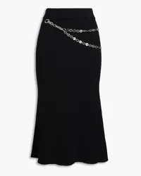 Paco Rabanne Chain-embellished merino wool-blend midi skirt - Black Black