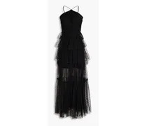 Tiered point d'esprit gown - Black