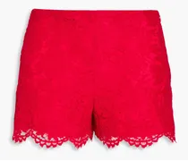 Cotton-blend corded lace shorts - Red