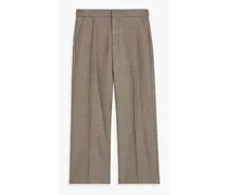 Pleated wool-drill pants - Neutral
