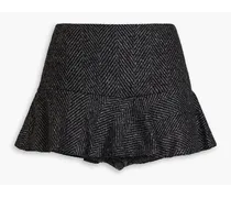 Skirt-effect herringbone bouclé-tweed shorts - Gray