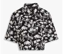 Cropped printed cotton shirt - Black