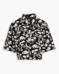 Maje Cropped printed cotton shirt - Black Black