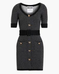 Moschino Button-embellished jacquard-knit wool mini dress - Black Black