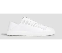Goldie faux-pearl embellished leather collapsible-heel sneakers - White
