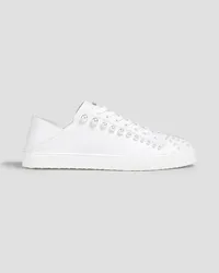 Stuart Weitzman Goldie faux-pearl embellished leather collapsible-heel sneakers - White White