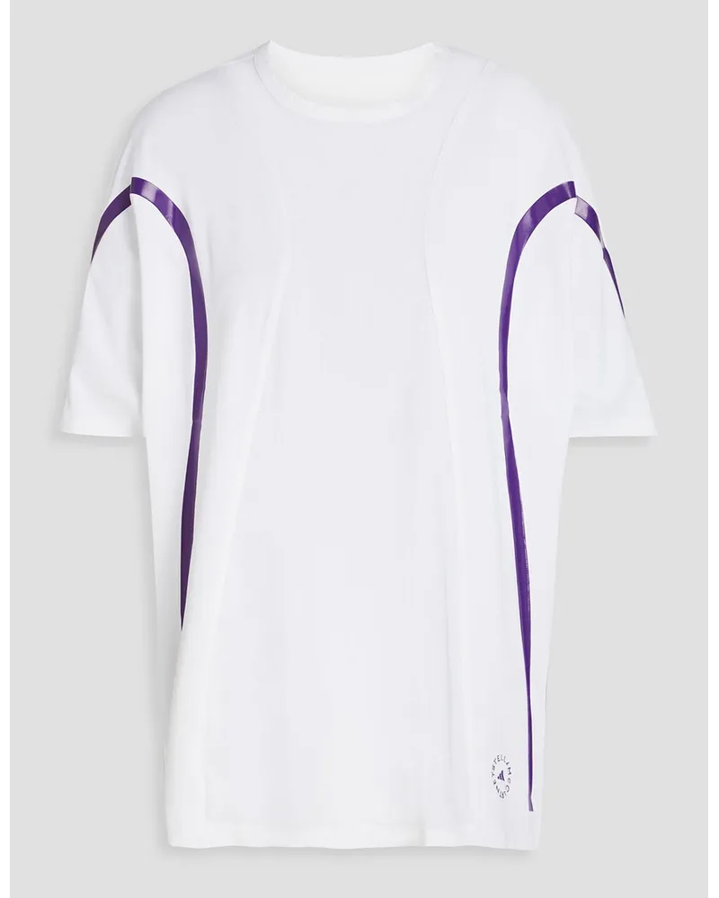 adidas Mesh-paneled printed stretch-jersey T-shirt - White White