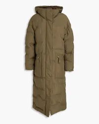 Ganni Quilted shell hooded coat - Green Green