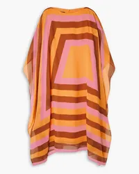 Akris Cape-effect striped silk-crepe dress - Orange Orange