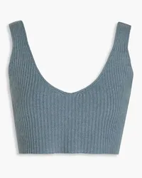 LAPOINTE Cropped ribbed cashmere top - Blue Blue