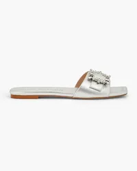 Stuart Weitzman Embellished metallic leather slides - Metallic Metallic