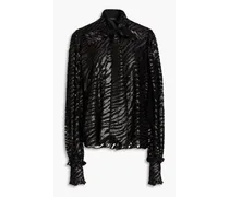 Metallic devoré-chiffon blouse - Black