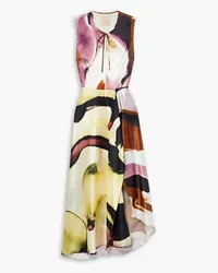 Roksanda Ilincic Hamina printed ruffled silk-satin midi dress - Multicolor Multicolor