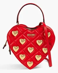 Moschino Quilted embellished leather tote - Red Red