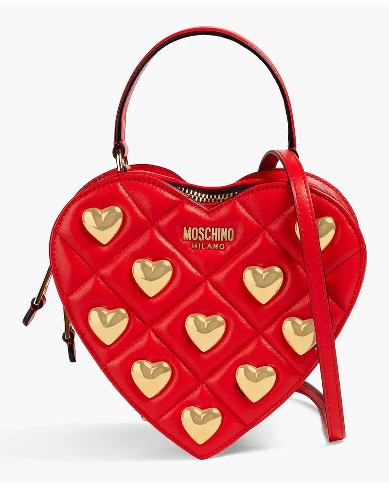 Moschino Quilted embellished leather tote - Red Red