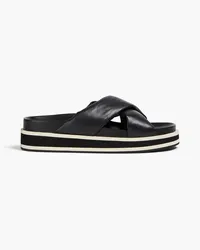 Frame Denim Le Playa leather platform slides - Black Black