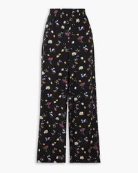 Stella McCartney Floral-print silk wide-leg pants - Black Black